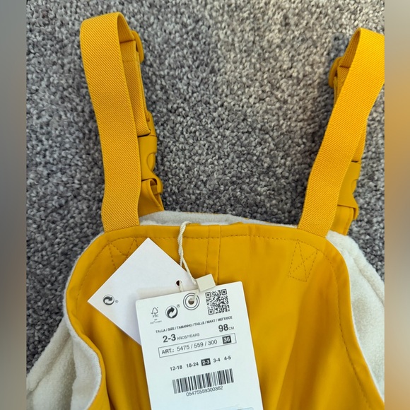 Brand new with tags! Zara Kids Orange RUBBERIZED WATER-RESISTANT OVERALLS
